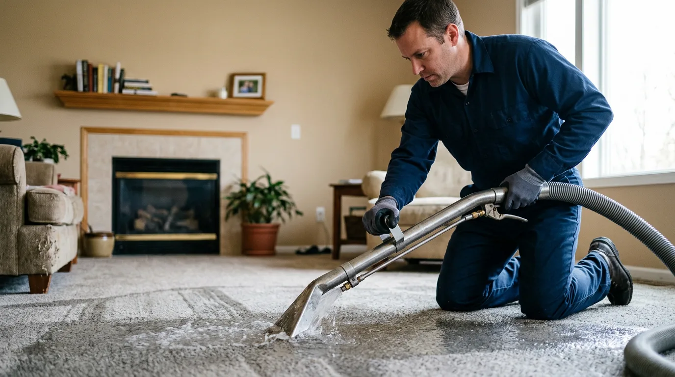 Water damage restoration technician working near Mendon, OH
